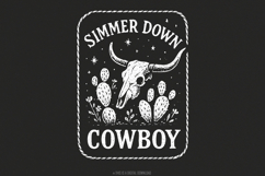 Simmer Down Cowboy PNG, Western Skull PNG, Boho Cactus Product Image 1
