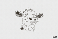 Smiling Hand Drawn Cow Face PNG, Highland Cow Shirt, Product Image 1
