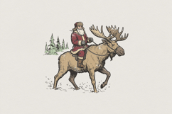 Santa Riding Moose PNG, Christmas Shirt Design, Holiday Product Image 1