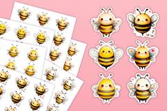 Cute and Cheerful Bee Stickers, Transparent PNG Files Product Image 1