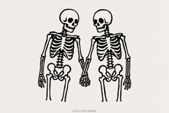 Skeleton Couple Holding Hands PNG, Romantic Skeleton Art Product Image 1