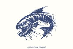 Deep-Sea Monster Fish PNG, Vintage Horror Marine Art, Product Image 1