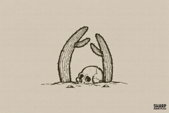 Skull Cactus Desert Scene, Halloween PNG, Western PNG, Product Image 1