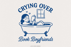 Crying Over Book Boyfriends PNG, Funny Romance Reader Product Image 1