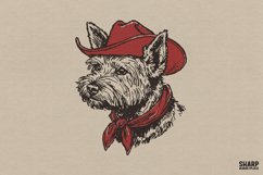 Cowboy Terrier Portrait With Red Hat, Western Dog Mom Shirt Product Image 1