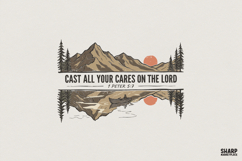 Cast All Your Cares On The Lord PNG, 1 Peter 5:7, Christian Product Image 1