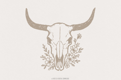 Boho Cow Skull PNG, Floral Skull Art, Steer Skull PNG, Product Image 1