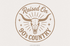 Raised On 90&#039;s Country PNG, Western Skull PNG, Vintage Product Image 1