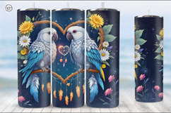 3 Cute Parrots Tumbler Sublimation, 20 oz Tumbler Wrap Product Image 3