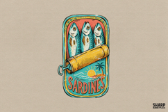 Sardines Summer PNG, Beach PNG Fish Can Illustration, Product Image 1