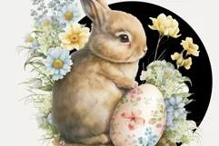 Vintage Watercolor Easter Bunny Clipart PNG, Sublimation Product Image 3
