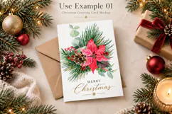 Christmas Poinsettia Watercolor Bouquets & Floral Border Product Image 2