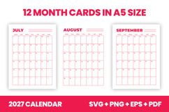2027 Monthly Calendar Cards SVG PDF Product Image 5