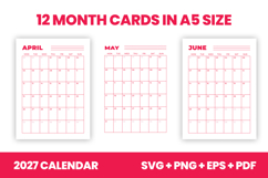 2027 Monthly Calendar Cards SVG PDF Product Image 4