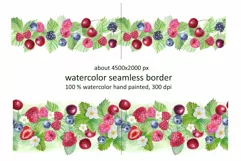 Juicy Berries Watercolor Seamless Border | PNG Clipart Product Image 2