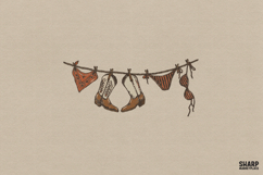 Western Summer Clothesline Boots And Bikini Art, PNG Product Image 1