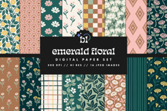 Emerald Floral Seamless Pattern Set Product Image 1