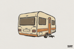 Vintage Camper PNG Design, Retro RV Trailer Digital Product Image 1