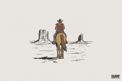 Western Cowboy and Horse PNG, Retro Desert T-Shirt Design, Product Image 1