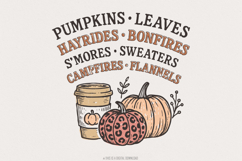 Pumpkins Leaves Hayrides Bonfires Fall PNG, Autumn Coffee Product Image 1