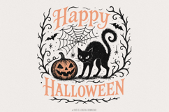 Happy Halloween PNG, Black Cat and Pumpkin Clipart PNG for Product Image 1