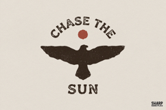 Chase The Sun PNG, Vintage Sun Bird Design, Inspirational Product Image 1