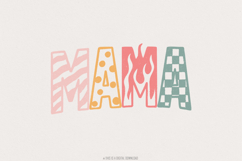 Mama PNG, Retro Patterned Printable Shirt Design, Digital Product Image 1