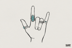 I Love You PNG Hand Sign, Boho Rings, ASL Digital Download, Product Image 1