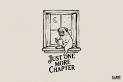 Just One More Chapter PNG, Cute Pug Reading Book Digital Product Image 1