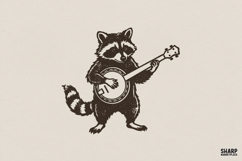 Banjo Raccoon PNG Design, Cute Animal Music Graphic, Funny Product Image 1