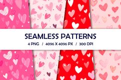 Whimsy Heart Seamless Patterns, Valentine Digital Paper PNG Product Image 1