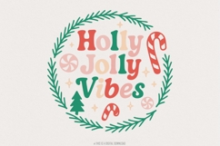 Holly Jolly Vibes PNG, Watercolor Candy Cane Clipart, Funny Product Image 1