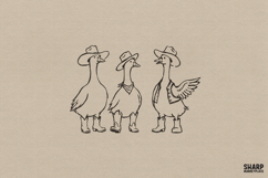Funny Cowboy Geese Trio In Western Hats, Western PNG, Product Image 1