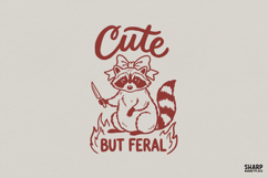 Cute But Feral Raccoon, Funny PNG Design, Trendy Shirt Product Image 1