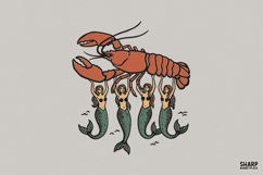 Coastal Lobster Mermaid PNG, PNG Designs, Summer PNG, Product Image 1