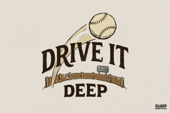Drive It Deep Baseball PNG, Retro Vintage Shirt Design, Product Image 1