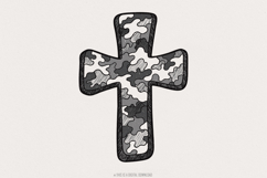 Retro Camo Cross PNG, Pocket Cross, Tan Camo Scripture, I Product Image 1