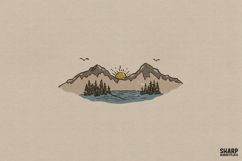 Mountain Lake Sunset Landscape, Camping PNG Nature Shirt Product Image 1