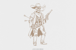 Funny Cowboy Skeleton PNG, Western Humor Design, Vintage Product Image 1