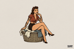 Pin Up Girl PNG, Vintage Tattooed Woman Shirt Design, Retro Product Image 1
