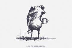 Sarcastic Frog with Coffee Cup PNG, Funny Animal Design, Product Image 1
