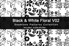 Black &amp; White Floral V02 Seamless Patterns Collection Product Image 1