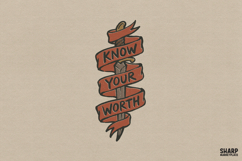 Know Your Worth, Trendy PNG Motivational Banner For Shirt Product Image 1