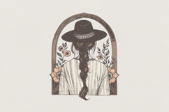 Cowgirl PNG, Western Boho Art, Braided Hair Woman, Floral Product Image 1