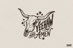 Yeehaw And Amen PNG, Western Bull Skull Design, Country Product Image 1