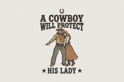 A Cowboy Will Protect His Lady PNG, Western Couple Design, Product Image 1