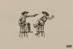 Vintage Western Cowboys Saloon Duel, Western Png, Trendy Product Image 1