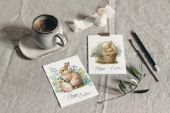 Vintage Watercolor Easter Bunny Clipart PNG, Sublimation Product Image 4