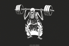 Skeleton Deadlift PNG, Gym Workout Design, Fitness Print Product Image 1