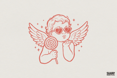 Cupid With Heart Sunglasses PNG, Cute Angel Blowing Kiss, Product Image 1